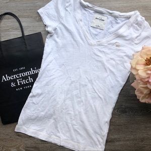 Girls Abercrombie White Cotton V Neck tee